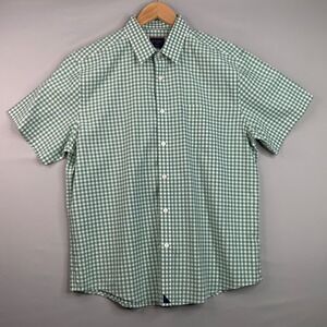 UNTUCKit Mens Large Green Gingham Check Button Down Short Sleeve Shirt